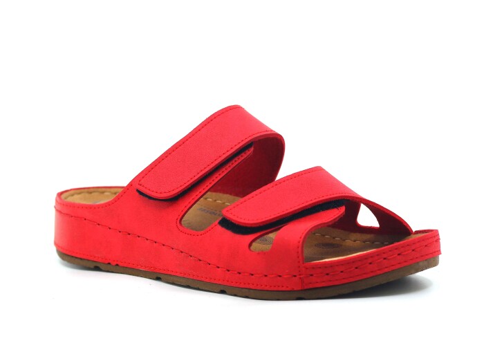 Mulex Zenne 1801 Çift Cırtlı Monta Kutulu Günlük Terlik Kırmızı - Mulex