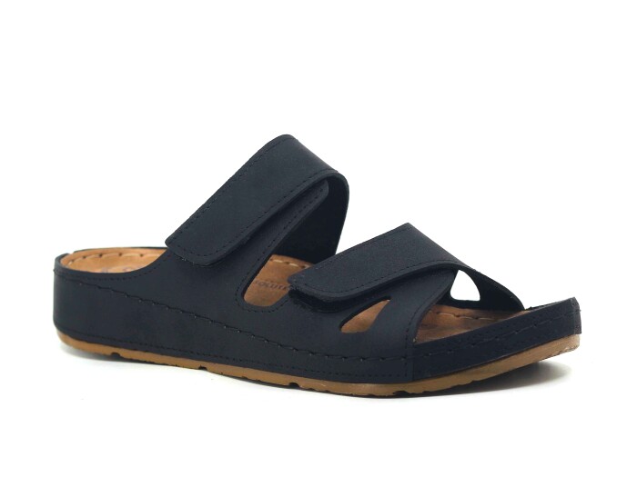 Mulex Zenne 1801 Çift Cırtlı Monta Kutulu Günlük Terlik Siyah - Mulex