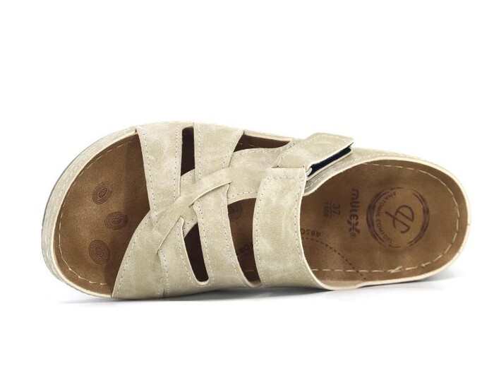 Mulex Zenne 1802 Yandan Cırtlı Monta Günlük Terlik Bej - Mulex (1)