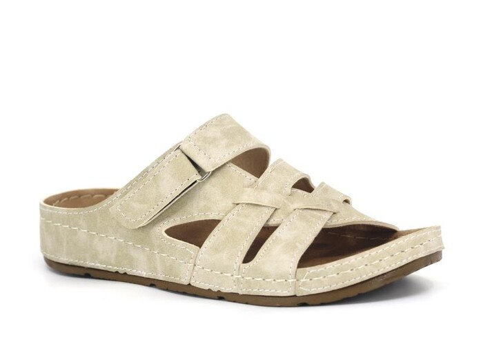 Mulex Zenne 1802 Yandan Cırtlı Monta Günlük Terlik Bej - Mulex