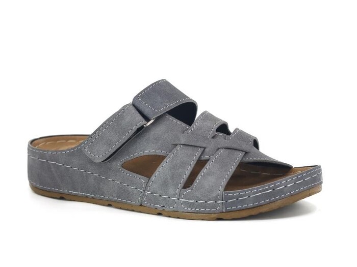 Mulex Zenne 1802 Yandan Cırtlı Monta Günlük Terlik Füme - Mulex