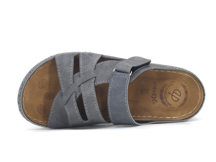 Mulex Zenne 1802 Yandan Cırtlı Monta Günlük Terlik Füme - Mulex (1)