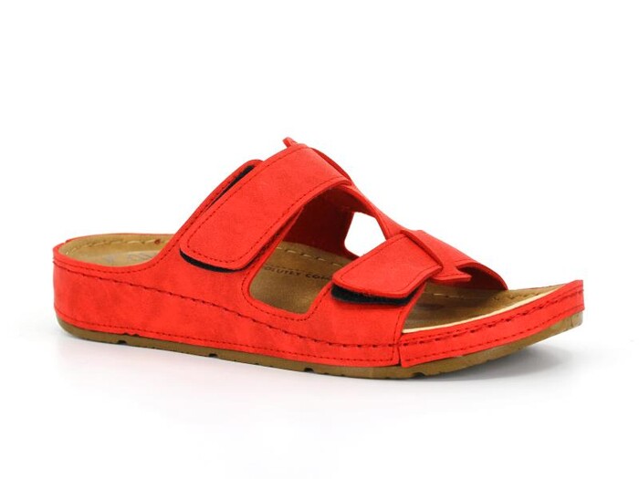 Mulex Zenne 1803 Çift Bantlı Monta Günlük Terlik Kırmızı - Mulex