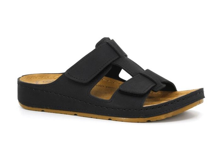 Mulex Zenne 1803 Çift Bantlı Monta Günlük Terlik Siyah - Mulex