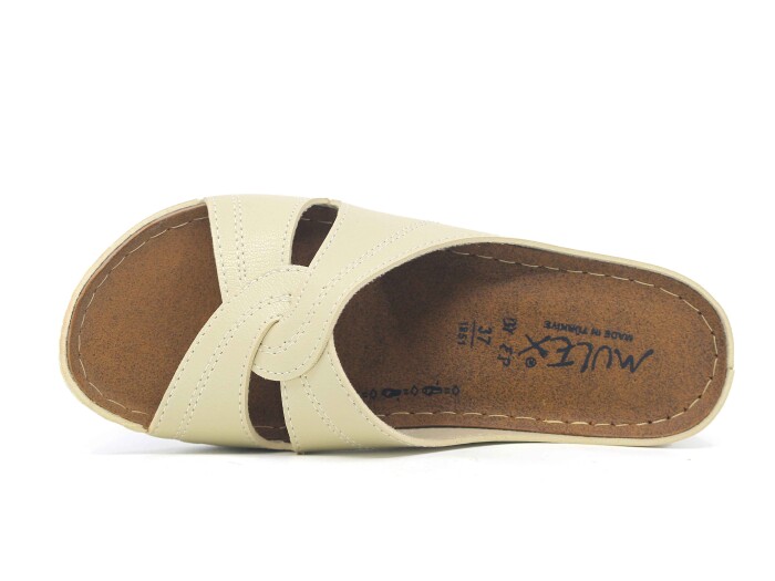 Mulex Zenne 1854 Geçme Çapraz Günlük Terlik Bej - Mulex (1)