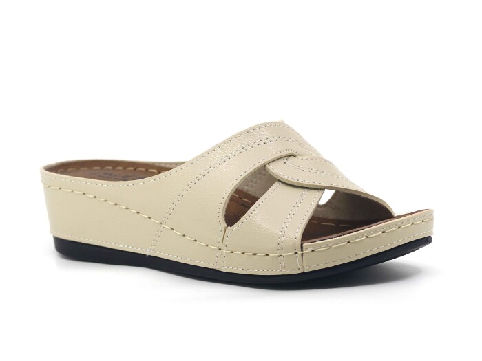 Mulex Zenne 1854 Geçme Çapraz Günlük Terlik Bej - Mulex