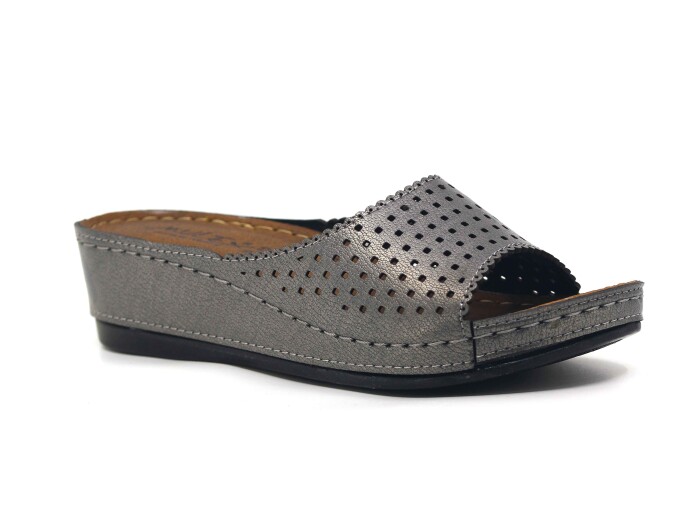 Mulex Zenne 1856 Monta Lazerli Günlük Terlik Platin - Mulex