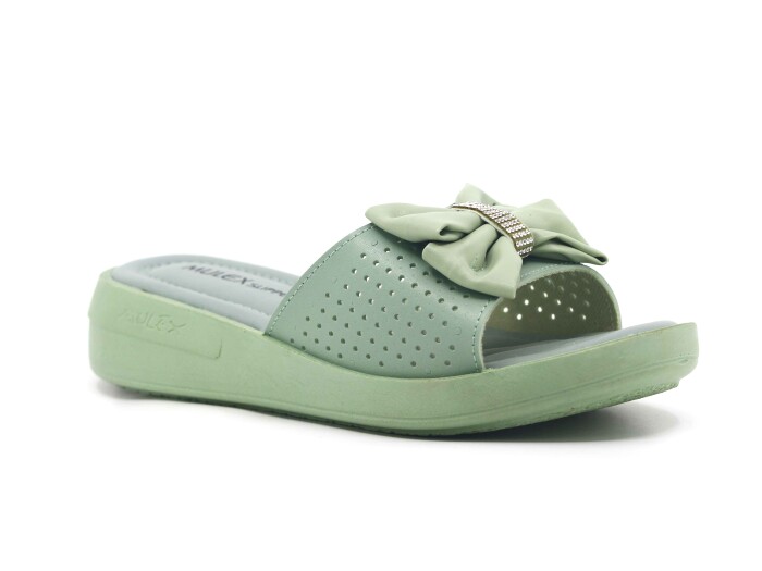 Mulex Zenne 1903 Fiyonklu Taşlı Kutulu Günlük Terlik Yeşil - Mulex