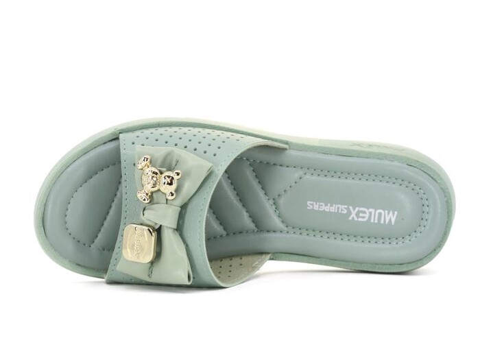 Mulex Zenne 1904 Fiyonklu Monta Kutulu Günlük Terlik Yeşil - Mulex (1)