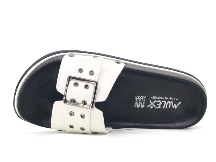 Mulex Zenne 2253 Soft Taban Büyük Tokalı Kutulu Günlük Terlik Beyaz - Mulex (1)