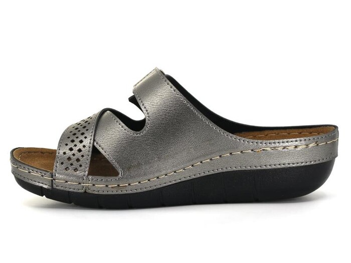 Mulex Zenne 2354 Lazerli Çapraz Monta Günlük Terlik Platin - Mulex (1)