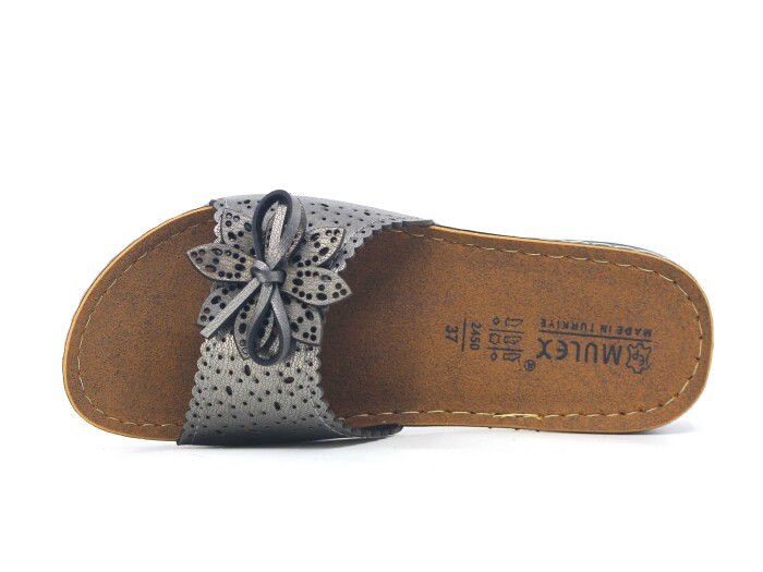 Mulex Zenne 2452 Monta İnce Taban Günlük Terlik Platin - Mulex (1)