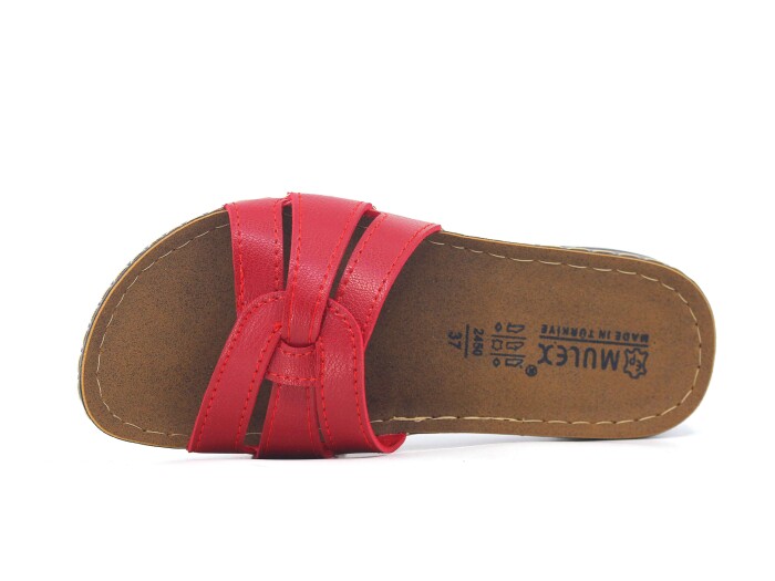 Mulex Zenne 2456 Geçmeli Monta İnce Kutulu Günlük Terlik Kırmızı - 2