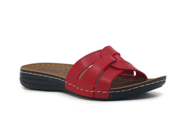 Mulex Zenne 2456 Geçmeli Monta İnce Kutulu Günlük Terlik Kırmızı - Mulex