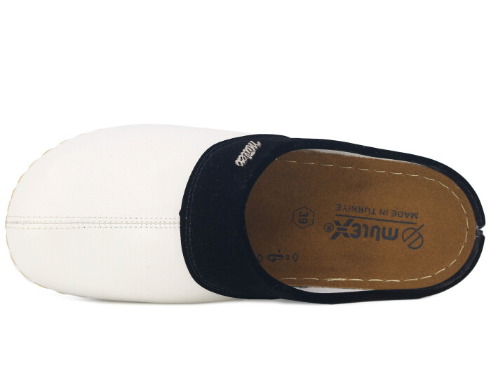 Mulex Zenne 2551 Büyük Beden Yakalı Kışlık Kapalı Terlik Beyaz - Mulex (1)