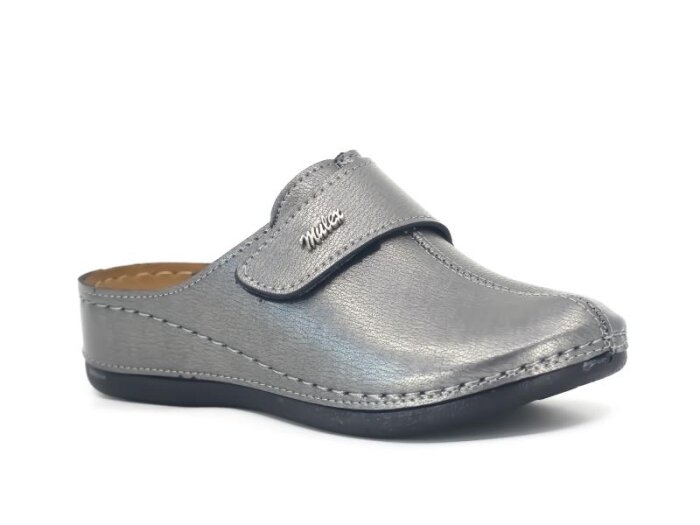 Mulex Zenne 2552 Cırtlı Kışlık Burnu Kapalı Terlik Platin - Mulex