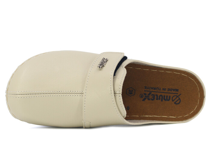 Mulex Zenne 2552 Büyük Beden Cırtlı Kışlık Burnu Kapalı Terlik Kapalı Terlik Bej - Mulex (1)