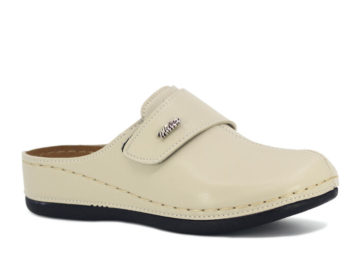 Mulex Zenne 2552 Büyük Beden Cırtlı Kışlık Burnu Kapalı Terlik Kapalı Terlik Bej - Mulex