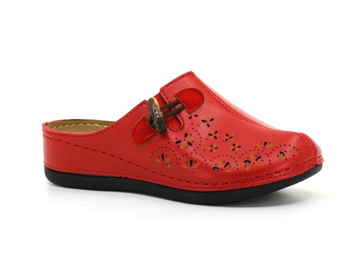 Mulex Zenne 2556 Lastikli Tokalı Kışlık Burnu Kapalı Terlik Kırmızı - Mulex