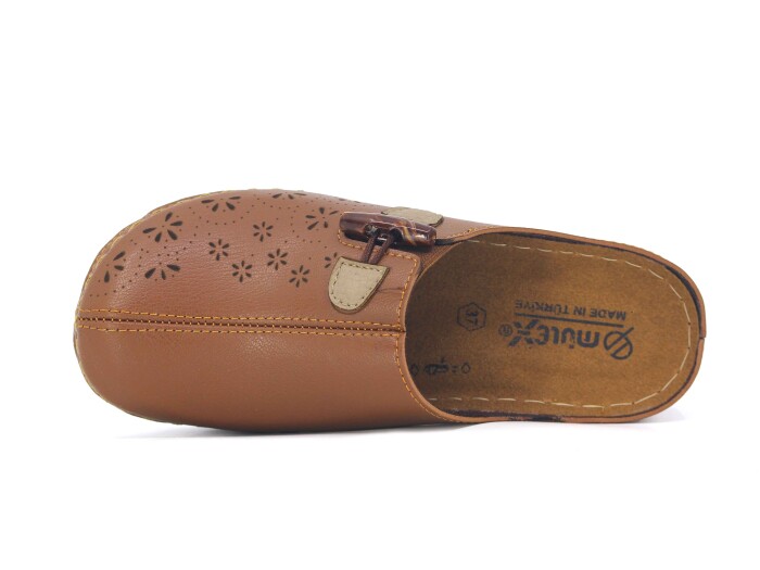 Mulex Zenne 2556 Lastikli Tokalı Kışlık Burnu Kapalı Terlik Taba - Mulex (1)