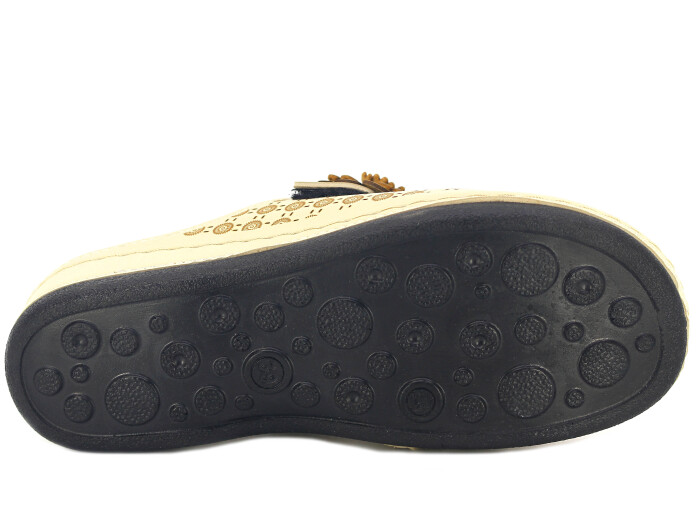 Mulex Zenne 2558 Büyük Beden Kapalı Lazerli Çiçekli Kışlık Kapalı Terlik Bej - 3