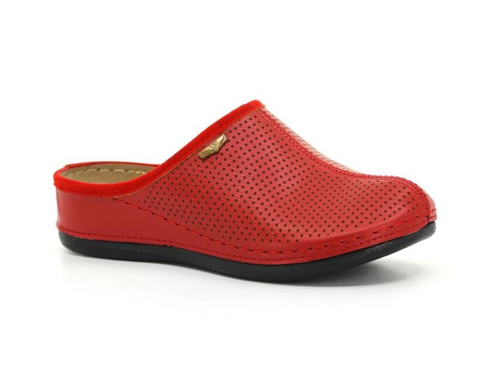 Mulex Zenne 2559 Delikli Kışlık Burnu Kapalı Terlik Kırmızı - Mulex