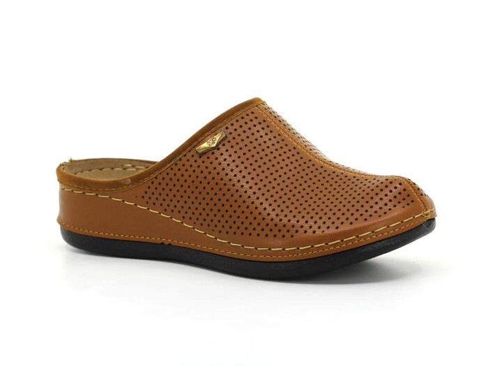 Mulex Zenne 2559 Delikli Kışlık Burnu Kapalı Terlik Taba - Mulex