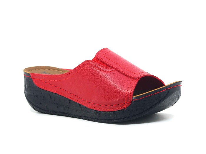 Mulex Zenne 2651 Düz Yüz Lastikli Monta Günlük Terlik Kırmızı - Mulex