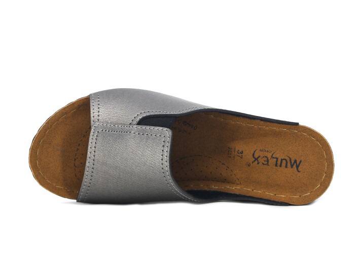 Mulex Zenne 2651 Düz Yüz Lastikli Monta Günlük Terlik Platin - Mulex (1)