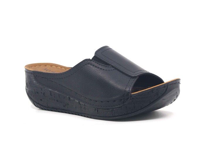 Mulex Zenne 2651 Düz Yüz Lastikli Monta Günlük Terlik Siyah - 1