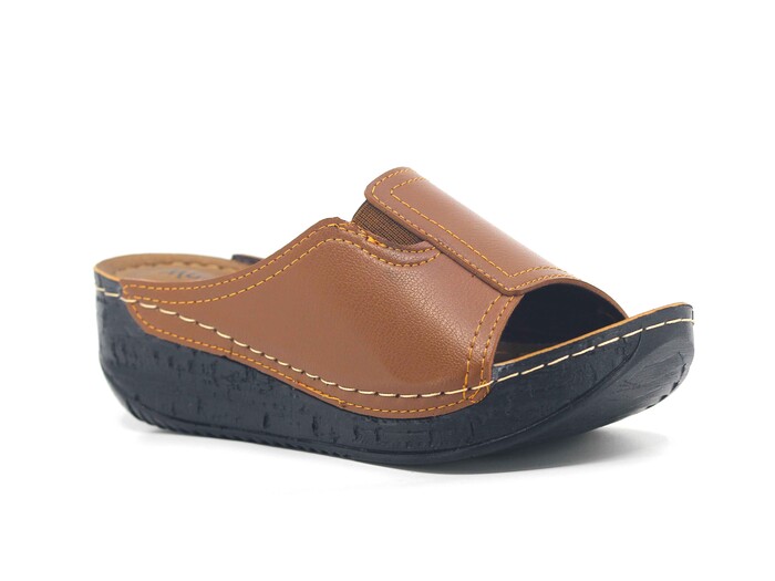 Mulex Zenne 2651 Düz Yüz Lastikli Monta Günlük Terlik Taba 