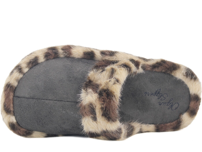 Olgun Zenne Peluş Kapalı Kışlık Ev Terliği Leopar - Siyah - Bej - 2