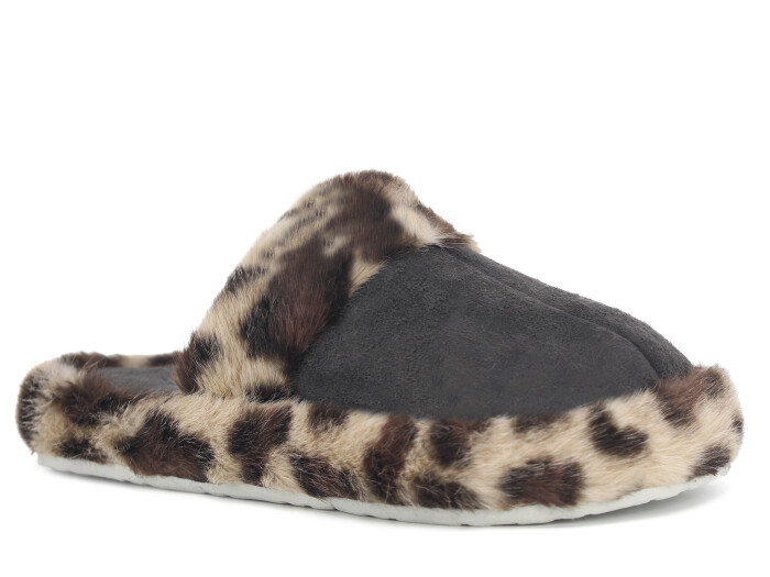 Olgun Zenne Peluş Kapalı Kışlık Ev Terliği Leopar - Siyah - Bej - 1