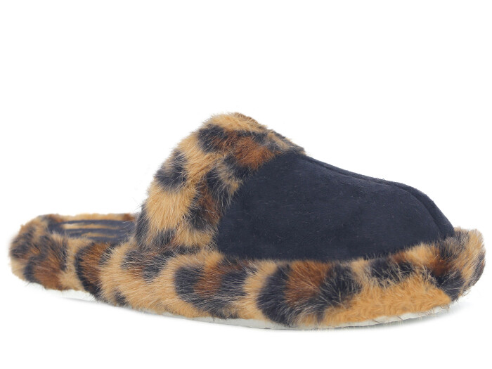 Olgun Zenne Peluş Kapalı Kışlık Ev Terliği Leopar - Siyah - Taba - 1