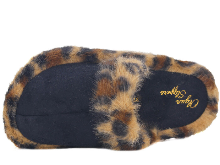 Olgun Zenne Peluş Kapalı Kışlık Ev Terliği Leopar - Siyah - Taba - Olgun (1)