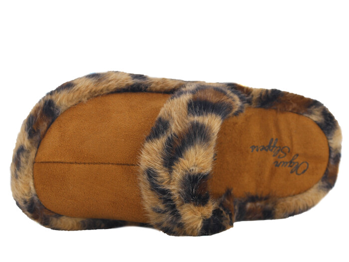 Olgun Zenne Peluş Kapalı Kışlık Ev Terliği Leopar Taba - 2