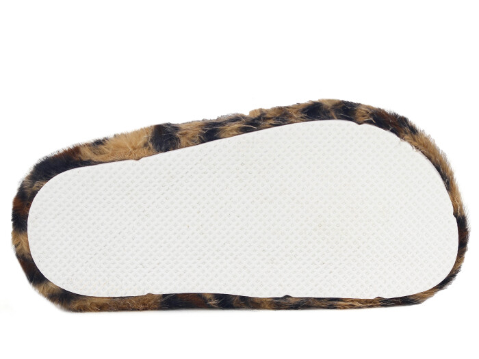 Olgun Zenne Peluş Kapalı Kışlık Ev Terliği Leopar Taba - 3