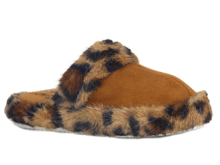 Olgun Zenne Peluş Kapalı Kışlık Ev Terliği Leopar Taba - 1