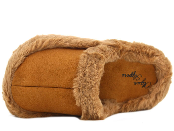 Olgun Zenne Peluş Kapalı Kışlık Ev Terliği Taba - 2