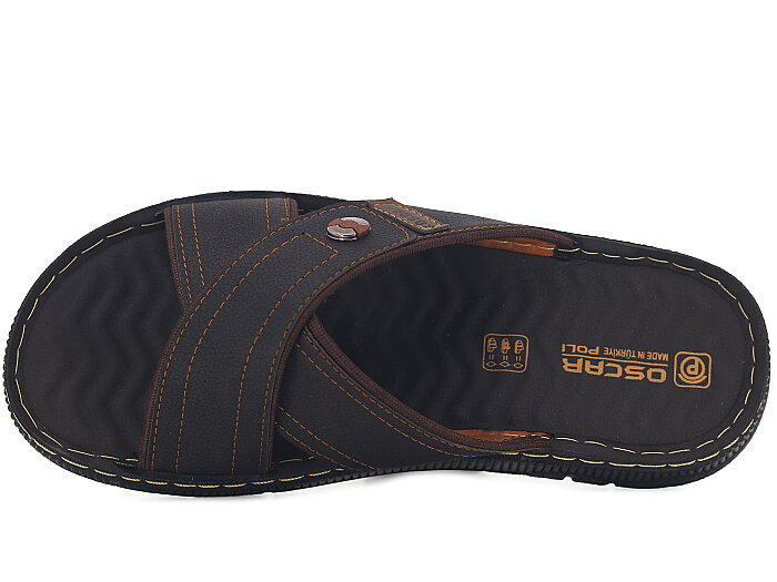 Oscar Merdane M-3111 Çapraz Kutulu Günlük Terlik Kahve - Oscar (1)