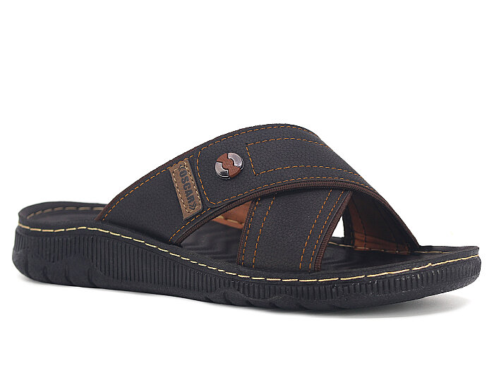 Oscar Merdane M-3111 Çapraz Kutulu Günlük Terlik Kahve - 1