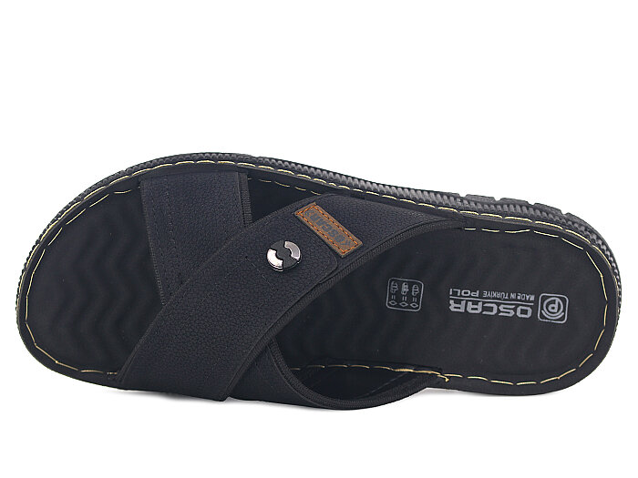 Oscar Merdane M-3111 Çapraz Kutulu Günlük Terlik Siyah - 2