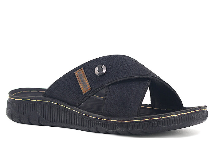 Oscar Merdane M-3111 Çapraz Kutulu Günlük Terlik Siyah - 1