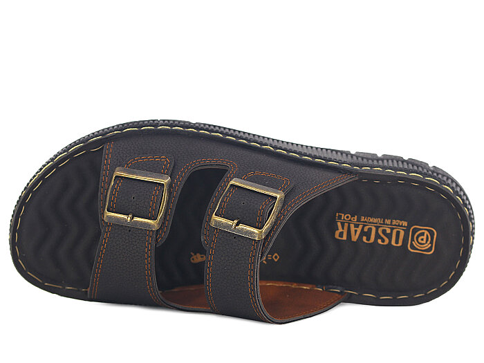 Oscar Merdane M-3132 Çift Toka Kutulu Günlük Terlik Kahve - 2