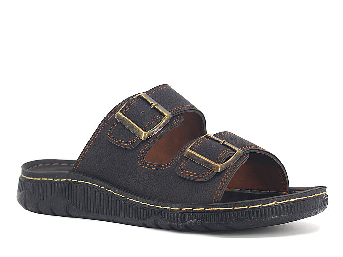 Oscar Merdane M-3132 Çift Toka Kutulu Günlük Terlik Kahve - 1