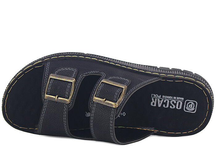 Oscar Merdane M-3132 Çift Toka Kutulu Günlük Terlik Siyah - 2