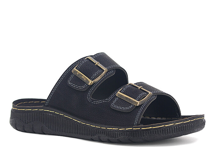 Oscar Merdane M-3132 Çift Toka Kutulu Günlük Terlik Siyah - Oscar