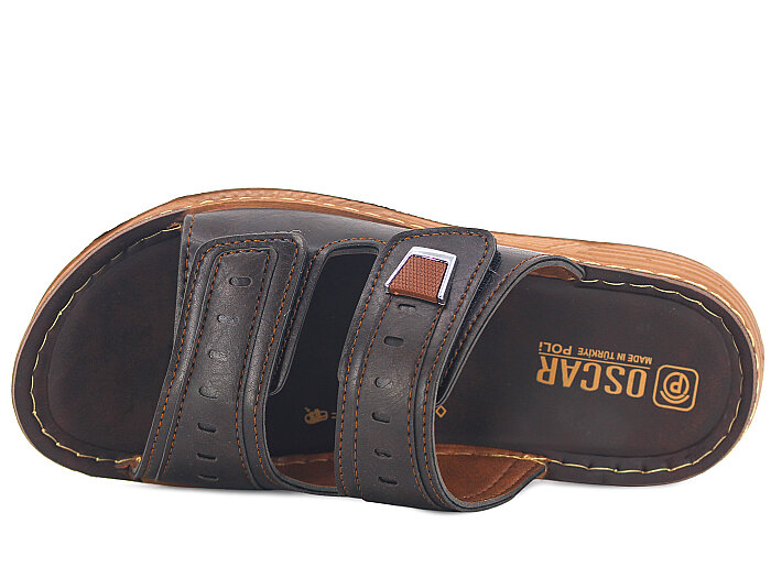 Oscar Merdane M-4100 Çift Toka Günlük Terlik Kahve - Oscar (1)