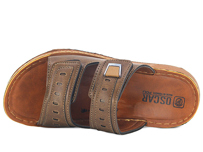 Oscar Merdane M-4100 Çift Toka Günlük Terlik Vizon - Oscar (1)