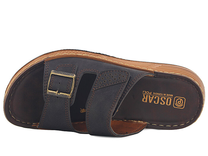 Oscar Merdane M-4101Çift Toka Kutulu Günlük Terlik Kahve - Oscar (1)